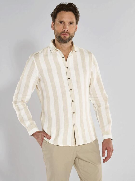 ENGBERS GERMANY Herren Langarm-Hemd slim fit Beige 36860
