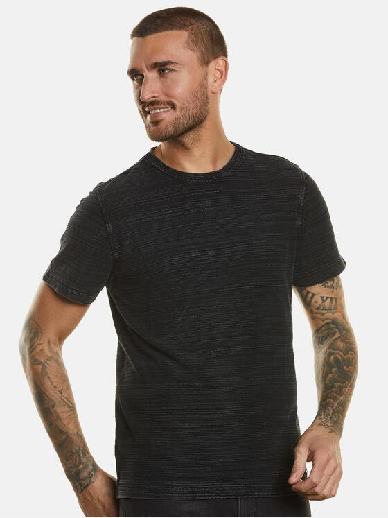emilio adani Herren T-Shirt strukturiert Schwarz 34310