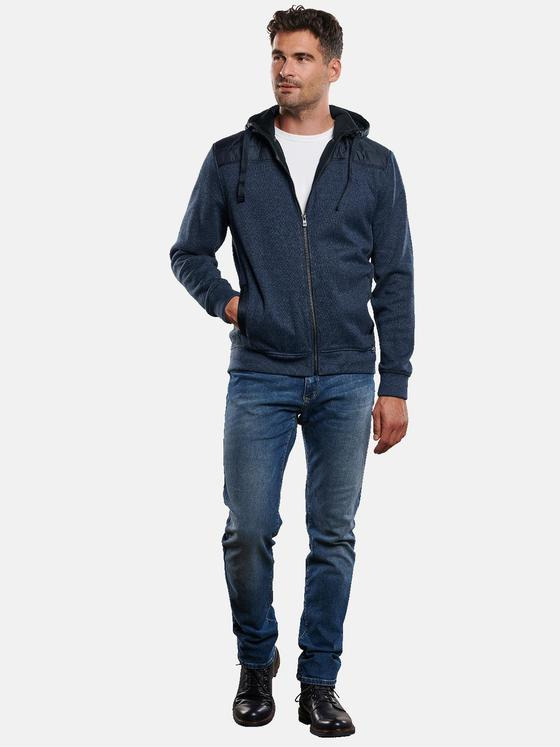 engbers Herren Sweatjacke mit Nylonkapuze Blau 32296