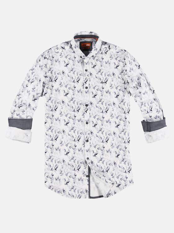 emilio adani Herren Langarmhemd mit modischem All-Over Druck Grau 29691