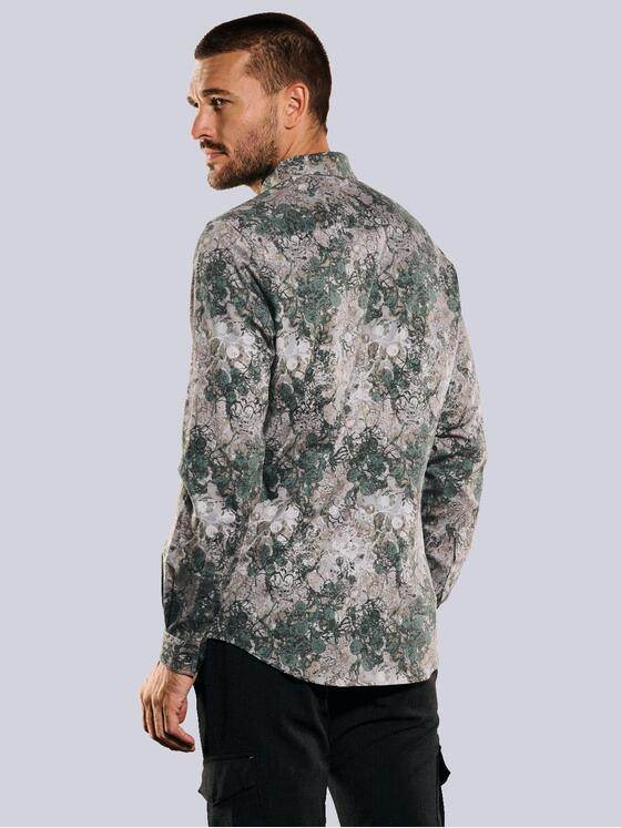 emilio adani Herren Langarm-Hemd gemustert Beige 35360