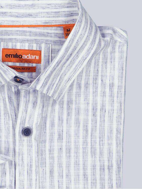 emilio adani Herren Langarm-Hemd gestreift Blau 38281