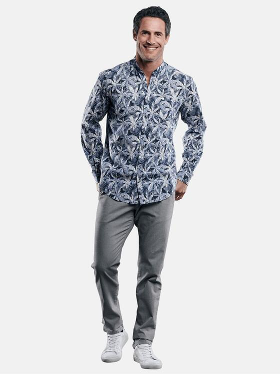 engbers Herren Strukturiertes Palmenhemd Saphirblau 29470