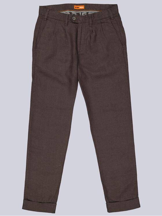 emilio adani Herren Chino aus 100% Leinen Dunkelbraun 40687
