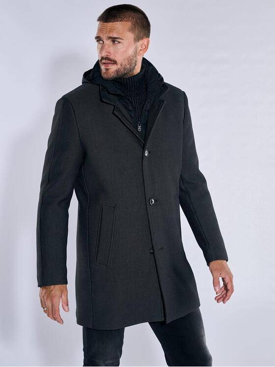 emilio adani Herren Mantel mit Inlet Grau 37577
