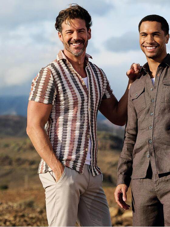 emilio adani Herren Hemd gemustert Braun 40405