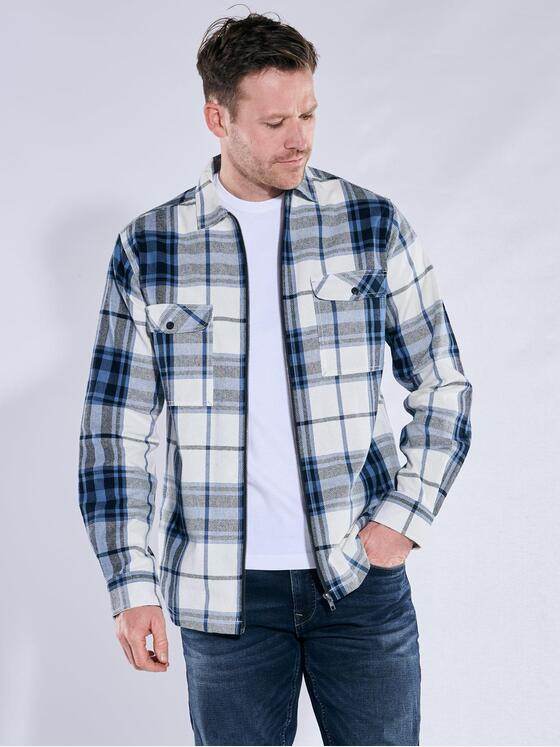 engbers Herren Overshirt kariert Mittelblau 38176