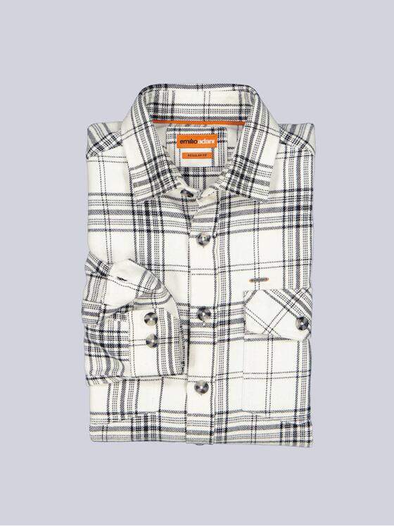 emilio adani Herren Overshirt kariert Naturweiss 39440