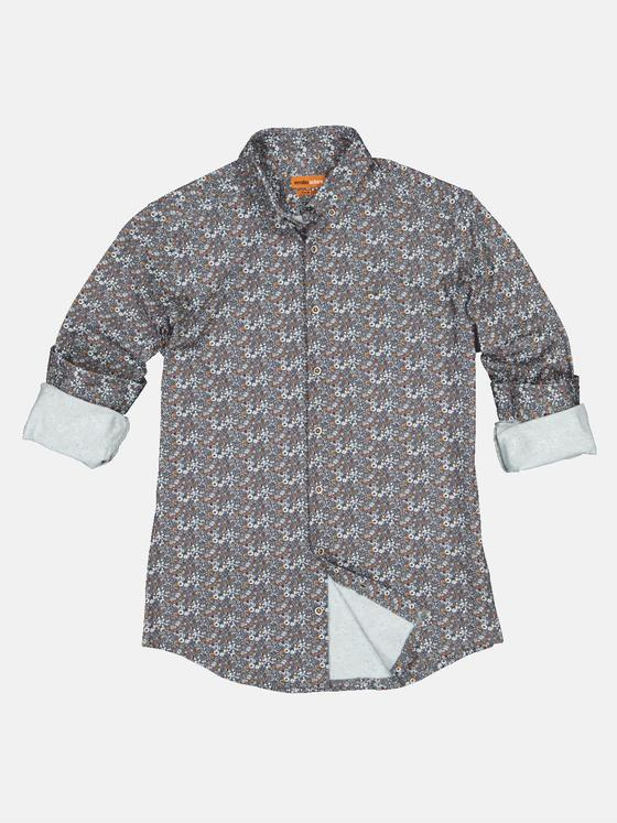 emilio adani Herren Langarm Hemd gemustert Orange 32430