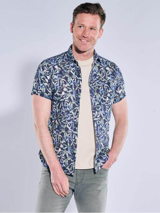 engbers Herren Kurzarm-Hemd gemustert Saphirblau 38514