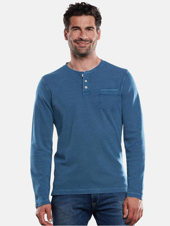 engbers Herren Henley-Shirt authentisch gewaschen Blau 31787