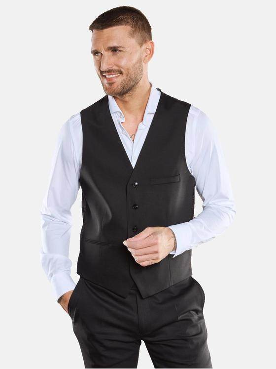 emilio adani Herren Anzugweste mit dezenter Struktur Schwarz 33683