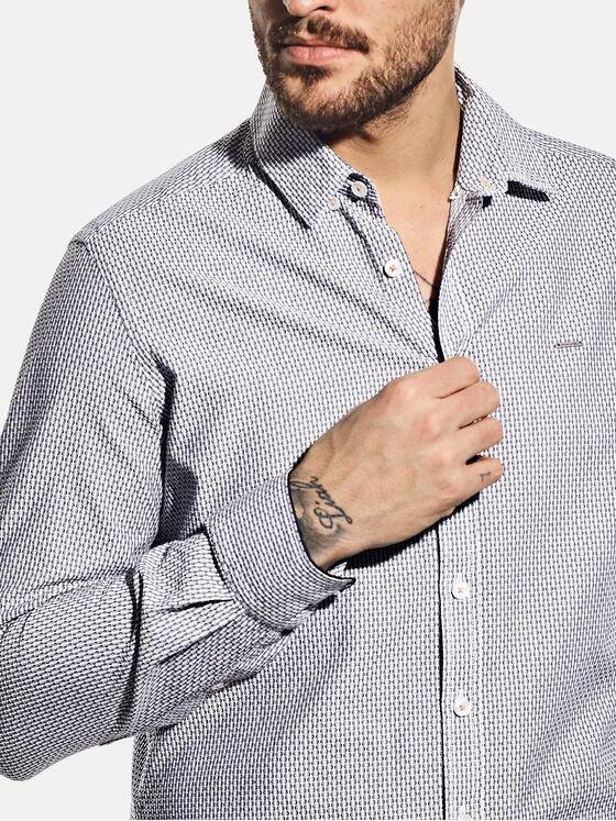 emilio adani Herren Printhemd mit feiner Struktur Blau 30323