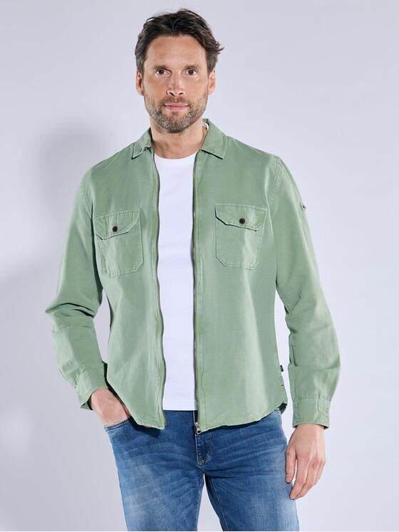 engbers Herren Overshirt in Halbleinen-Qualität Gruen 38662