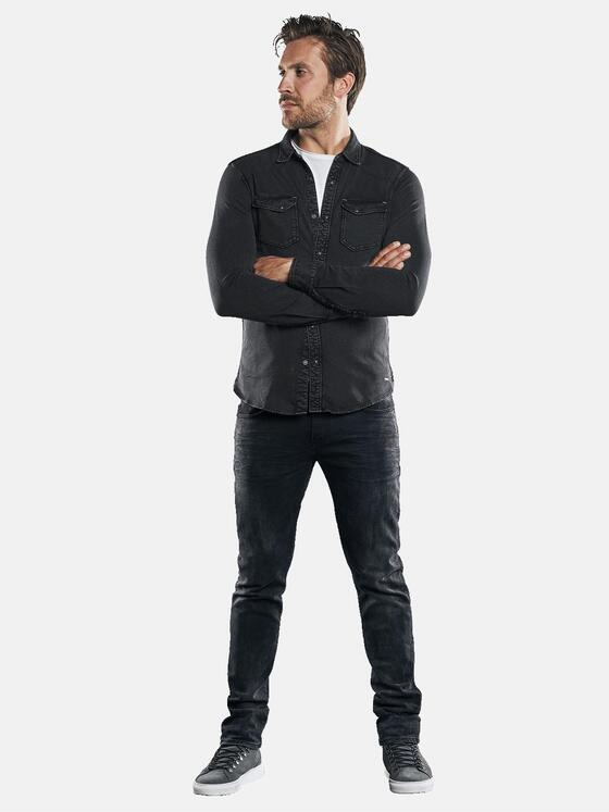 emilio adani Herren Innovatives Langarm-Poloshirt Schwarz 30203