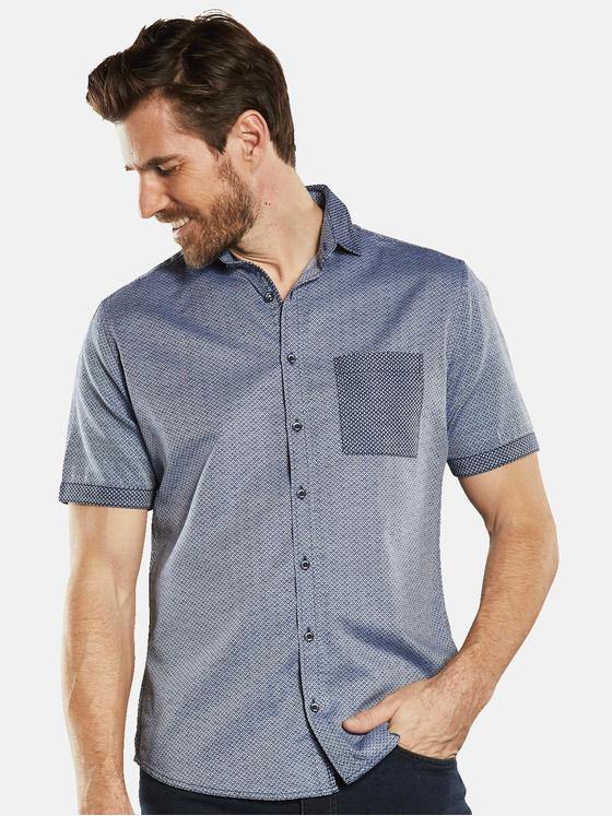 engbers Herren Kurzarm-Hemd gemustert Blau 34759