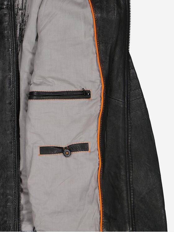 emilio adani Herren Lederjacke Schwarz 37999