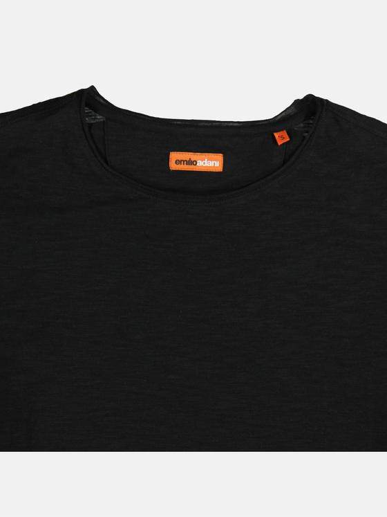 emilio adani Herren Rundhals T-Shirt Schwarz 23716