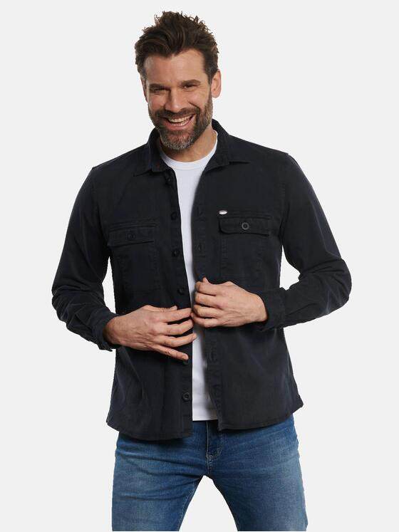 engbers Herren Langarm-Hemd uni Marineblau 32612