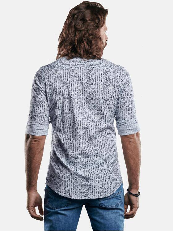 emilio adani Herren Stehkragenhemd aus Comfort-Stretch Blau 29329