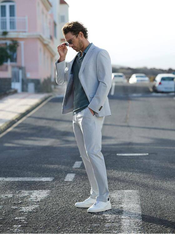 emilio adani Herren Anzug-Sakko slim fit Grau 38863