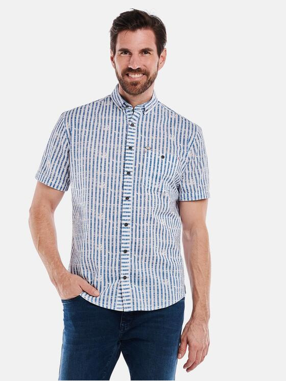 engbers Herren Kurzarm-Hemd gemustert Blau 35140