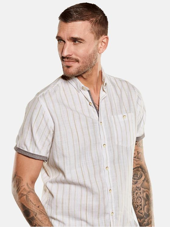 emilio adani Herren Kurzarm-Hemd gestreift Beige 34445