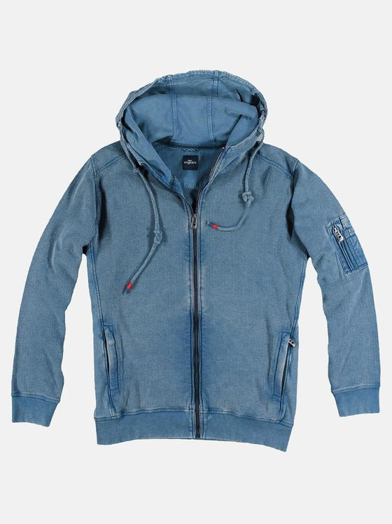 engbers Herren Sweatjacke mit Waffelstruktur Petrolblau 29208