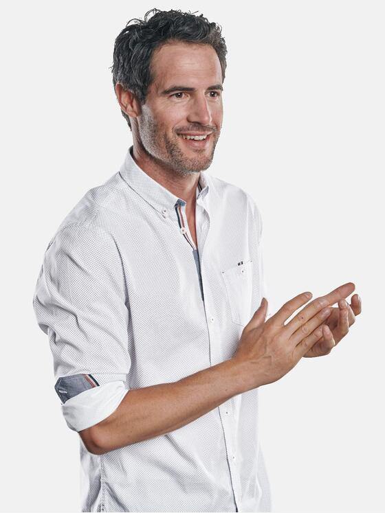 engbers Herren Dezent gemustertes Langarmhemd Saphirblau 30377