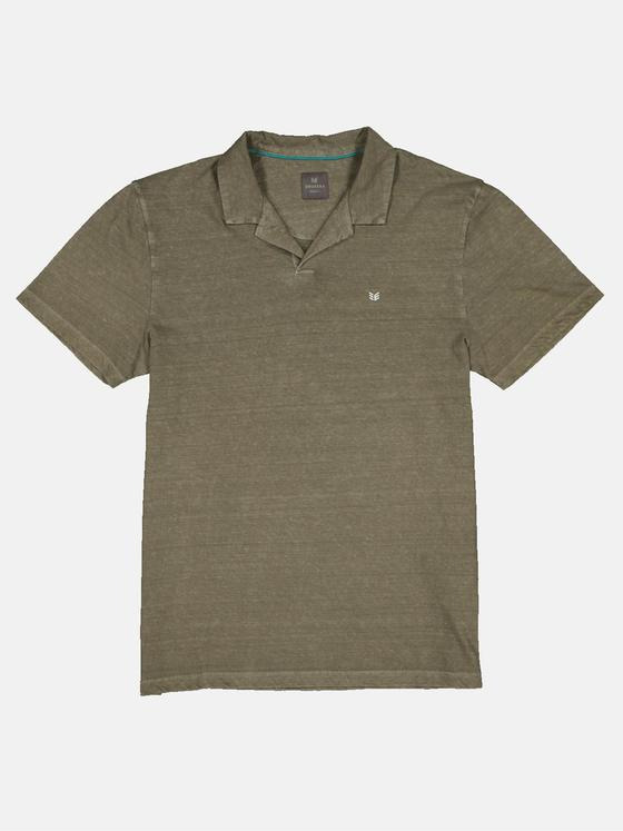 ENGBERS GERMANY Herren Polo-Shirt mit Leinen-Anteil Oliv 33107