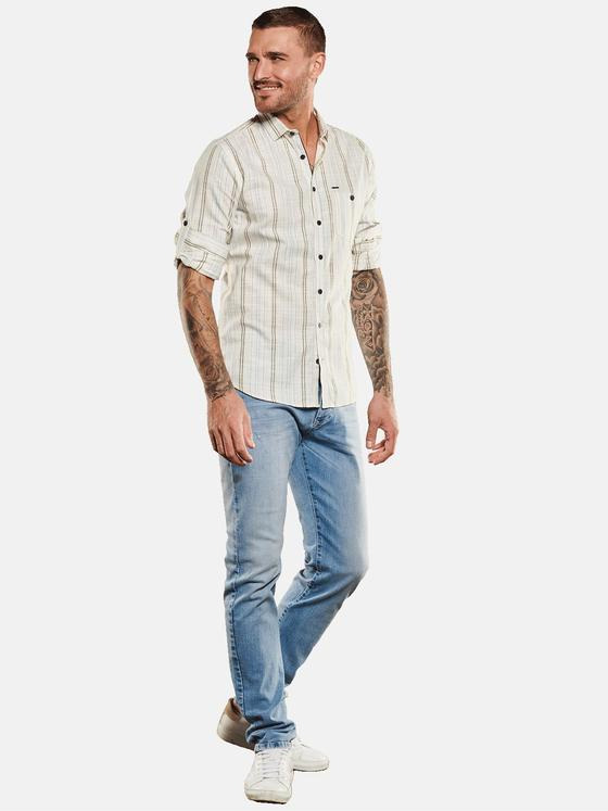 emilio adani Herren Langarm-Hemd gemustert Beige 34459