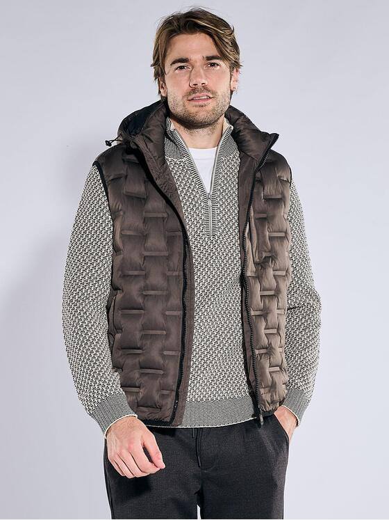 emilio adani Herren Steppweste mit Brusttasche Schwarzbraun 40866