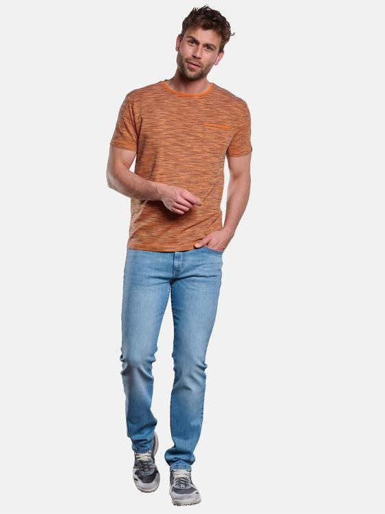 engbers Herren T-Shirt gestreift Dunkelorange 33108