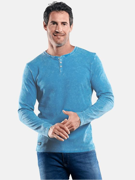 engbers Herren Henley Shirt mit Waffelstruktur Tuerkis 29215