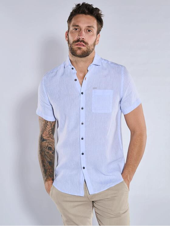 emilio adani Herren Kurzarm-Hemd uni Blau 36678