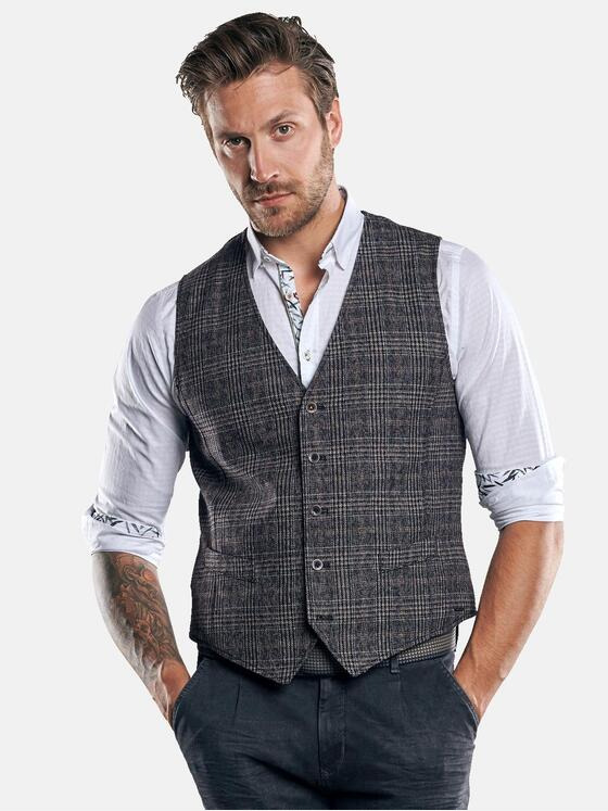 emilio adani Herren Sakkoweste mit modischem Karo-Muster Braun 29983