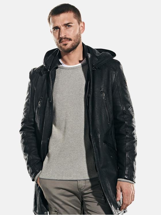 emilio adani Herren Lederjacke Schwarz 31874
