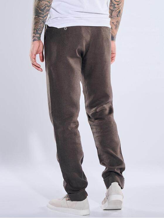emilio adani Herren Chino aus 100% Leinen Dunkelbraun 40687