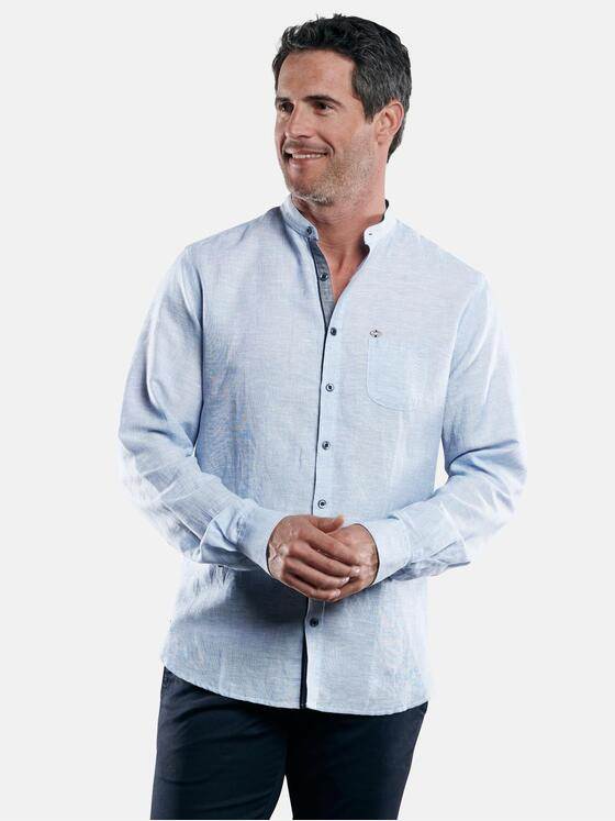 engbers Herren Stehkragenhemd aus Halbleinen Royalblau 29377