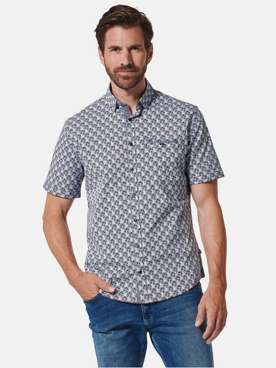 engbers Herren Kurzarm-Hemd gemustert Marineblau 35146
