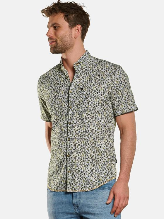 engbers Herren Kurzarm-Hemd gemustert Oliv 33096