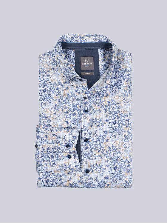 ENGBERS GERMANY Herren Langarm-Hemd gemustert Blau 35276