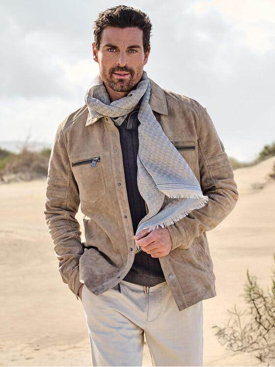 engbers Herren Leichte Velourslederjacke Beige 40403