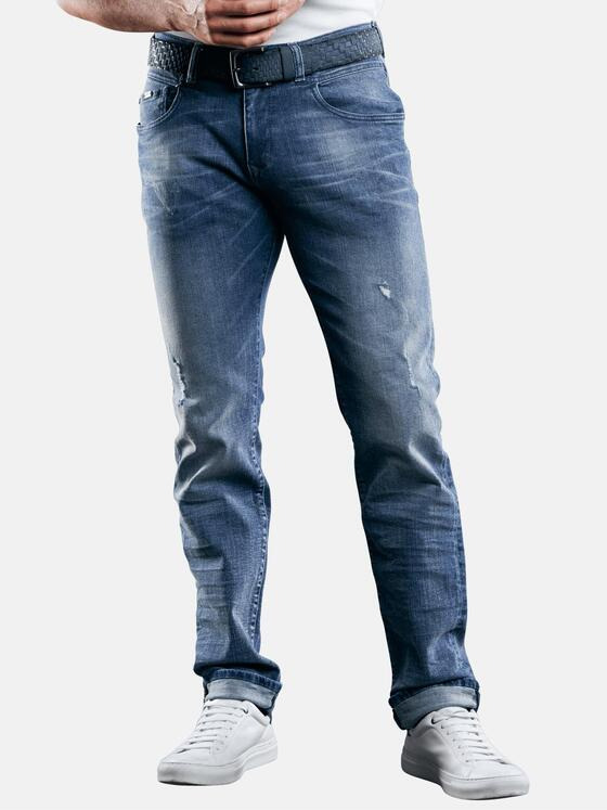 engbers Herren Jeans mit Destroy-Effekten Taubenblau 29179