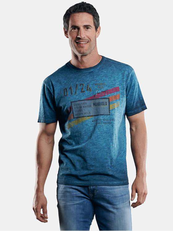 engbers Herren Modisches Print-Shirt Petrolblau 29224