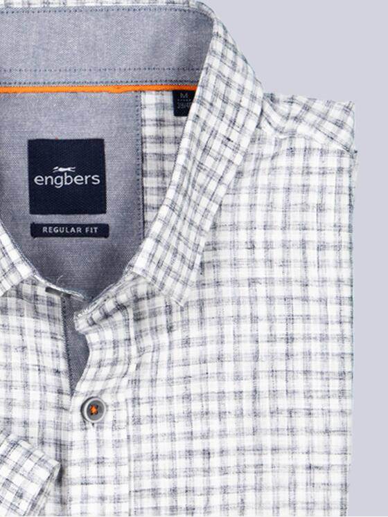 engbers Herren Kurzarm-Hemd mit Leinenanteil Anthrazit 39198