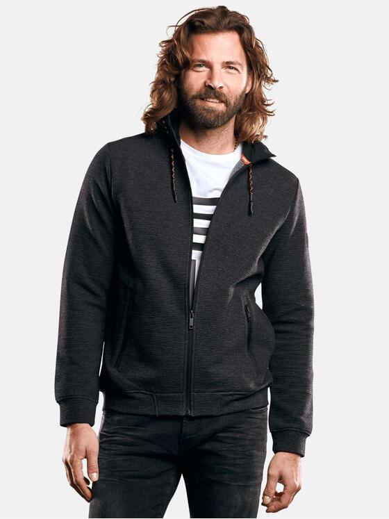 emilio adani Herren Hoodie im stylischen Ripp-Design Anthrazit 29284