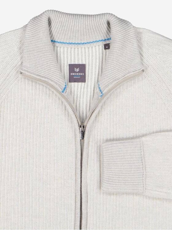 ENGBERS GERMANY Herren Strickjacke aus Merinowolle & Kaschmir Silbergrau 38186
