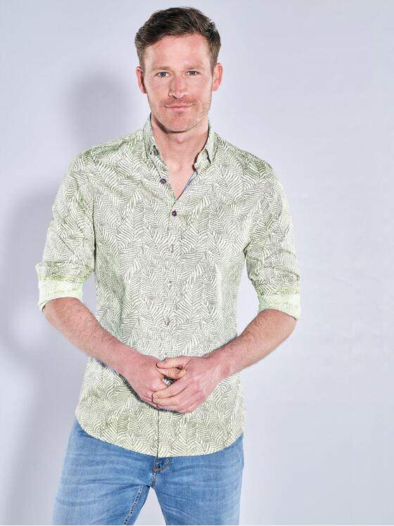 ENGBERS GERMANY Herren Langarm-Hemd mit Satinanteil Hellgruen 38544