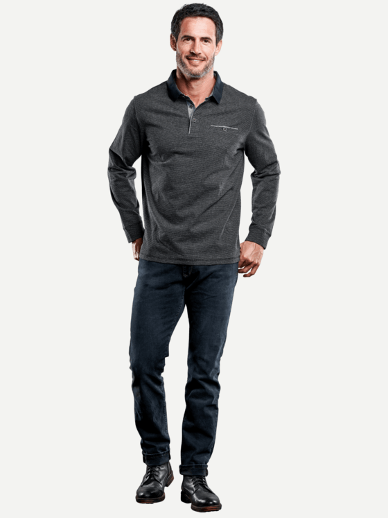 engbers Herren Poloshirt langarm Blau 28837